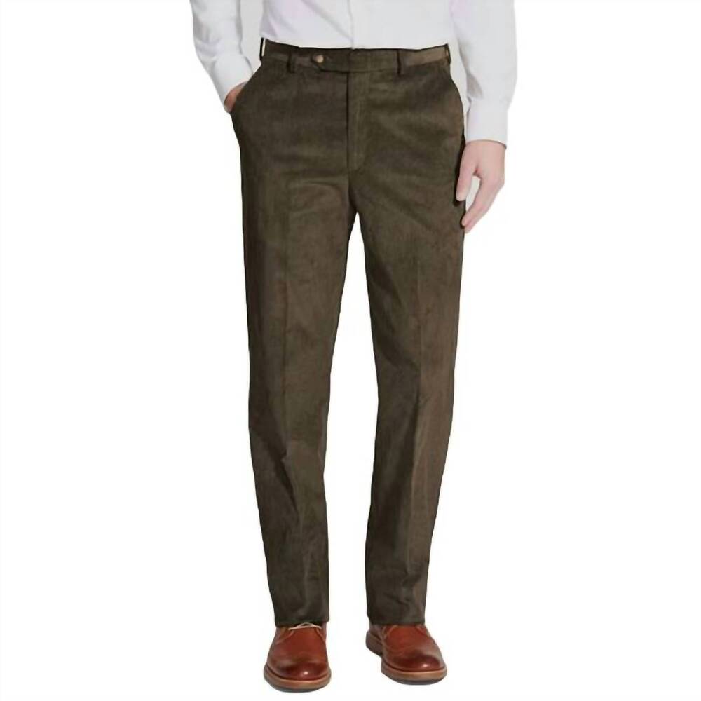 NEW BERLE 8 wale luxury italian corduroy pant in olive